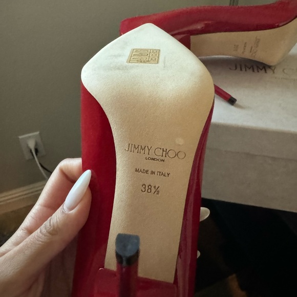 NWT JIMMY CHOO - ABEL PATENT LEATHER POINTY TOE PUMPS - RED